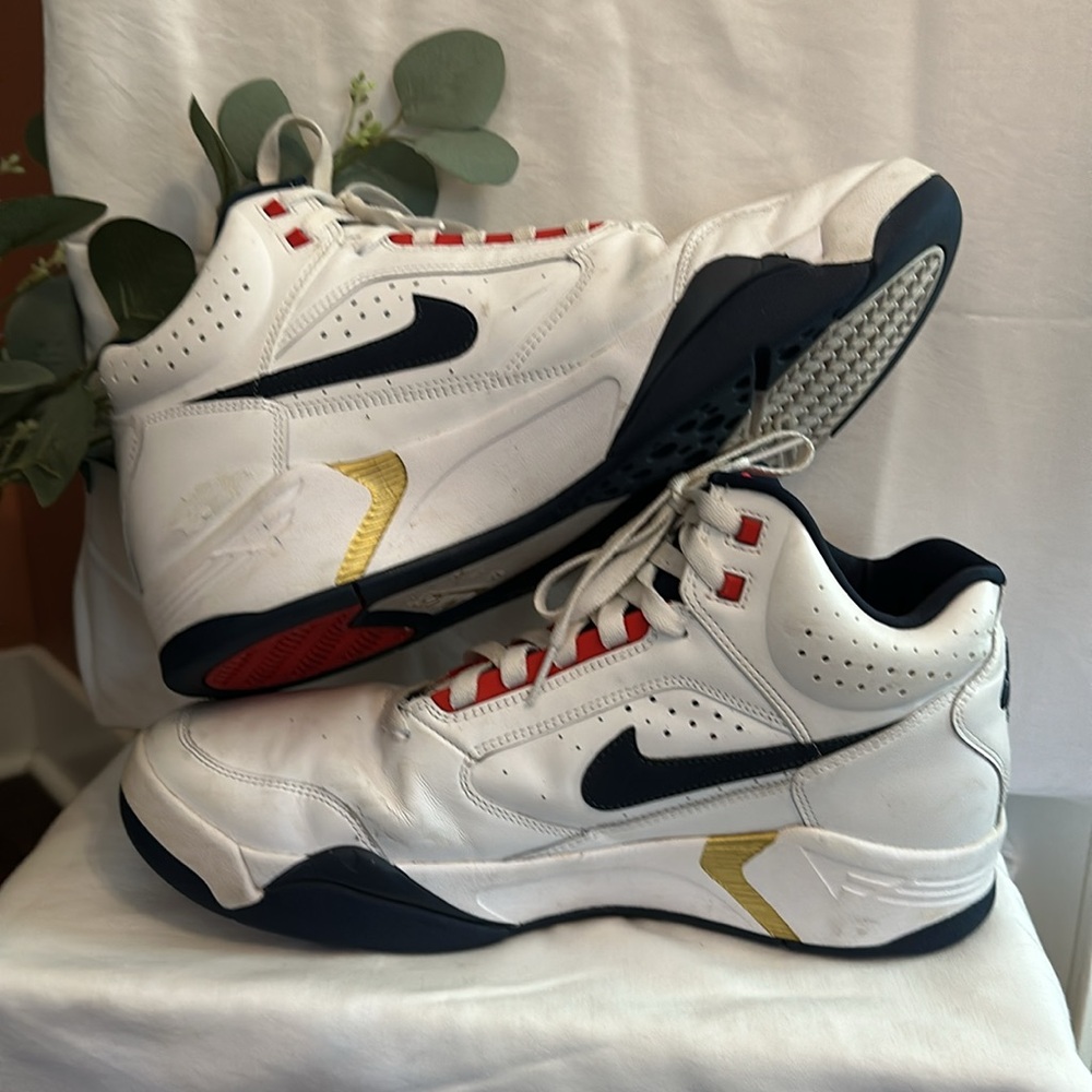 Nike Air Flight white red blue gold men’s lite 12 lace up Olympic mid sneakers - Picture 2 of 16